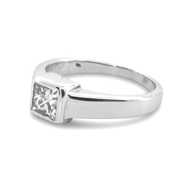 0.55ct Princess Cut Natural Diamond Solitaire Engagement Ring in 14k White Gold