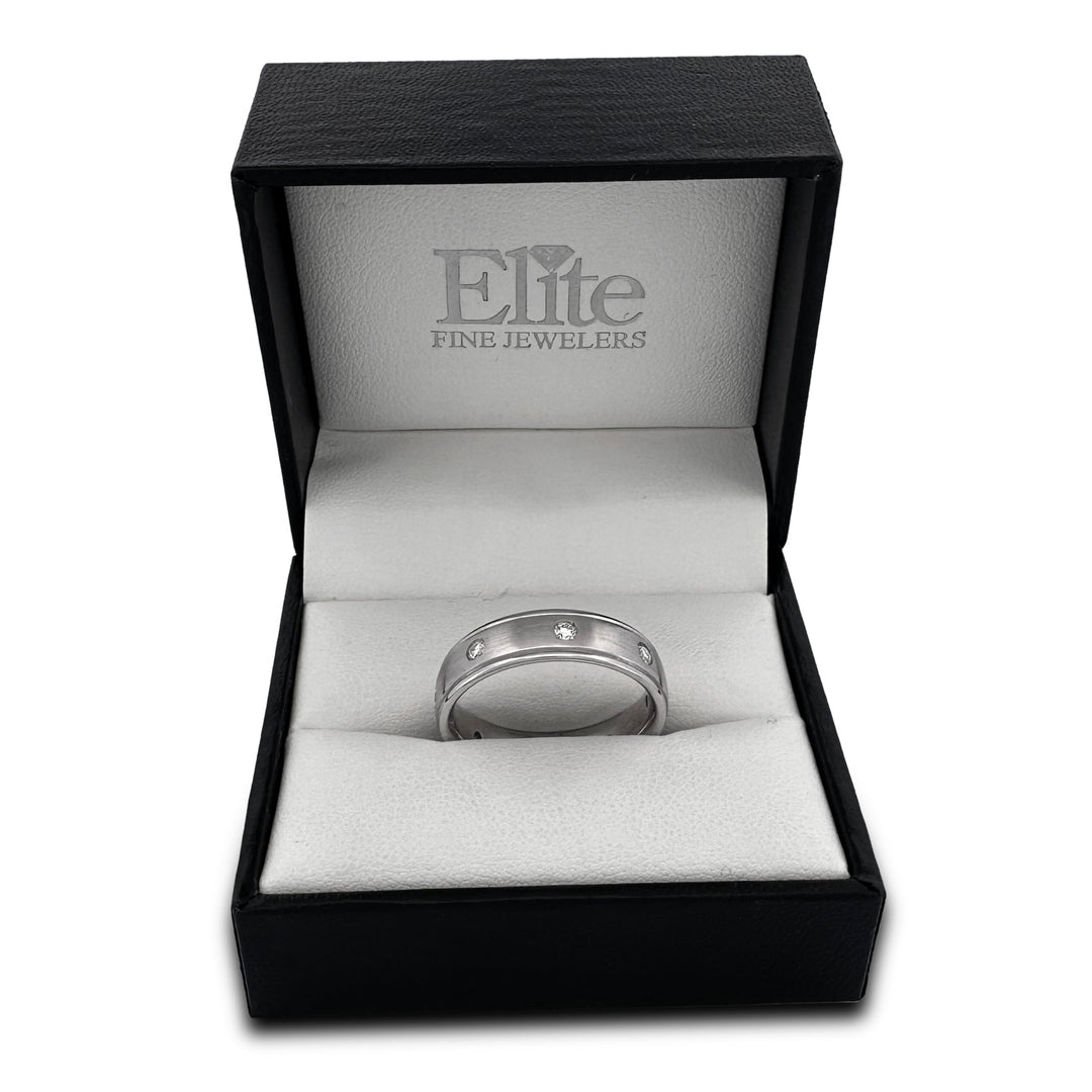 0.36ctw Round Brilliant Cut Diamond Flush-Set Men's Band 14k White Gold