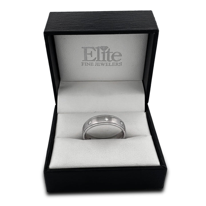 0.36ctw Round Brilliant Cut Diamond Flush-Set Men's Band 14k White Gold