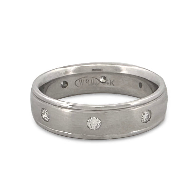 0.36ctw Round Brilliant Cut Diamond Flush-Set Men's Band 14k White Gold