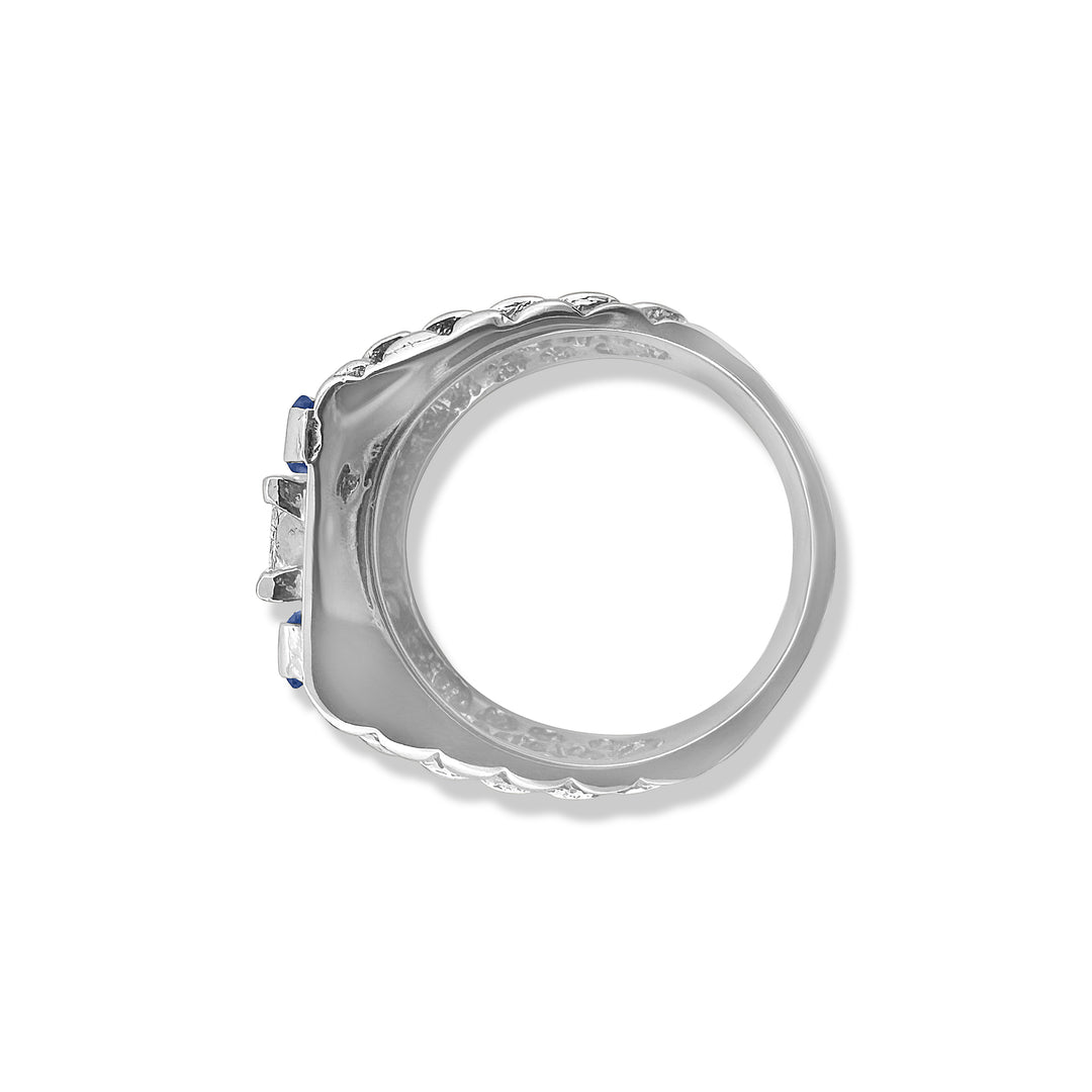 Princess Cut Diamond and Synthetic Spinel Custom Men's Ring in 10k White Gold