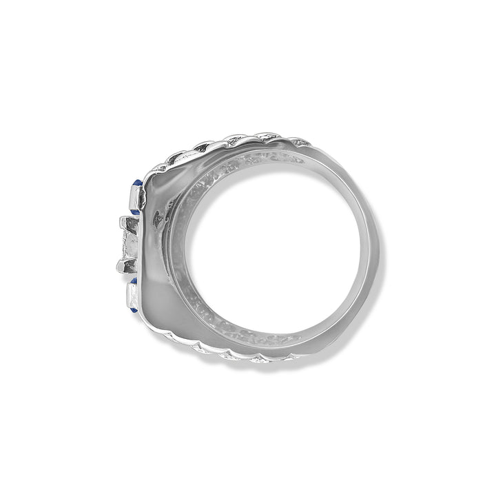 Princess Cut Diamond and Synthetic Spinel Custom Men's Ring in 10k White Gold