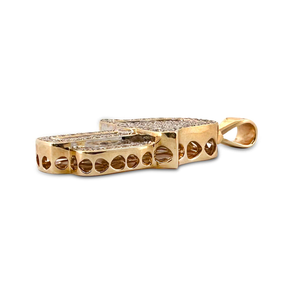 0.88ctw Round Brilliant Cut Natural Diamond Hamsa Pendant in 10k Yellow Gold