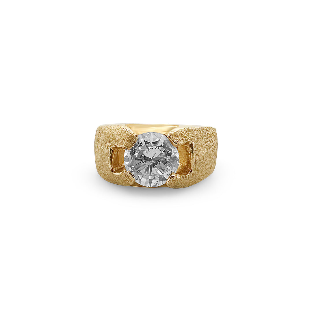2.12cts Round Brilliant Diamond Men's Ring in 14k Yellow Gold