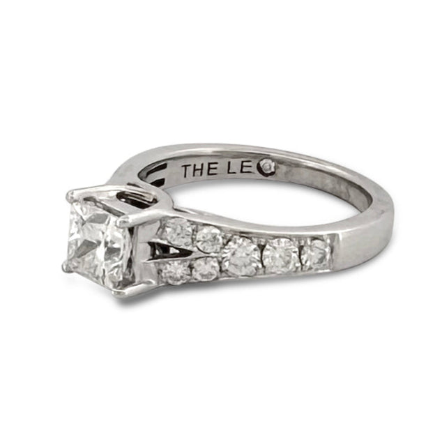 GSI Graded 1.58ctw Princess & Round Brilliant Natural Diamond Leo Engagement Ring in 14k White Gold