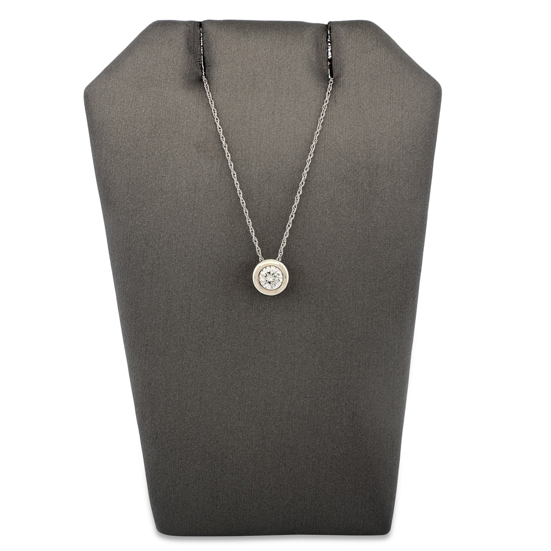 0.75ct Round Brilliant Natural Diamond Solitaire Pendant Necklace in 14k White Gold