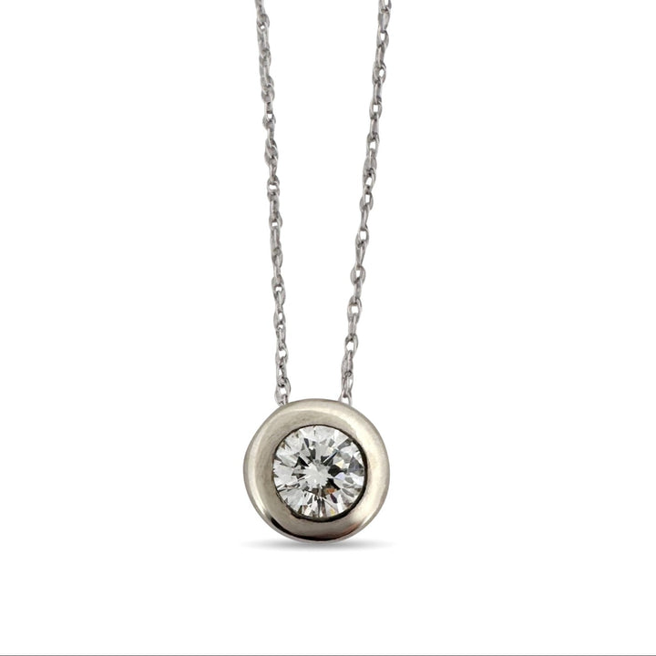 0.75ct Round Brilliant Natural Diamond Solitaire Pendant Necklace in 14k White Gold