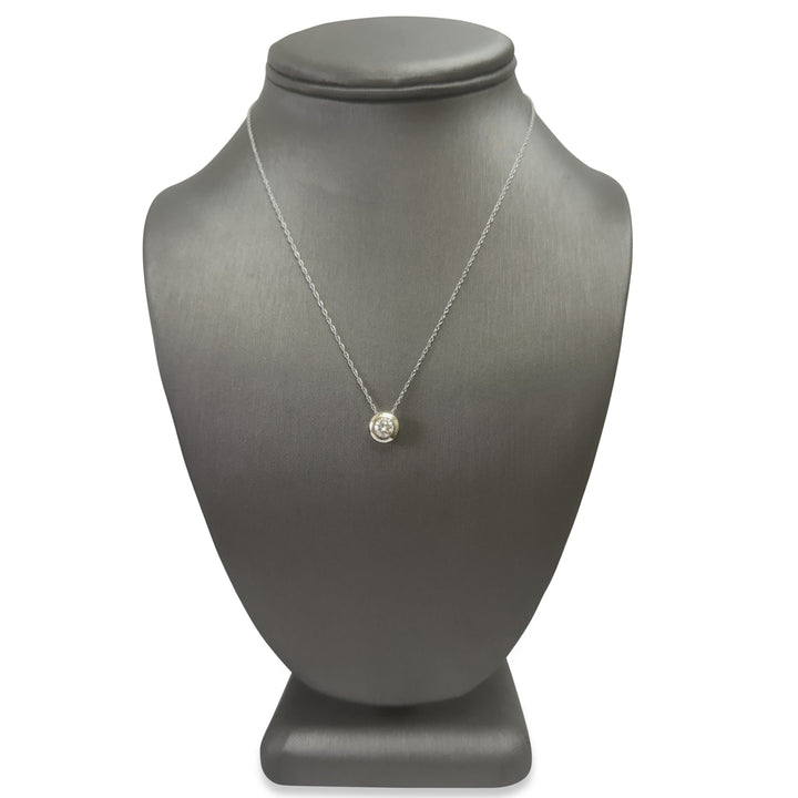0.75ct Round Brilliant Natural Diamond Solitaire Pendant Necklace in 14k White Gold