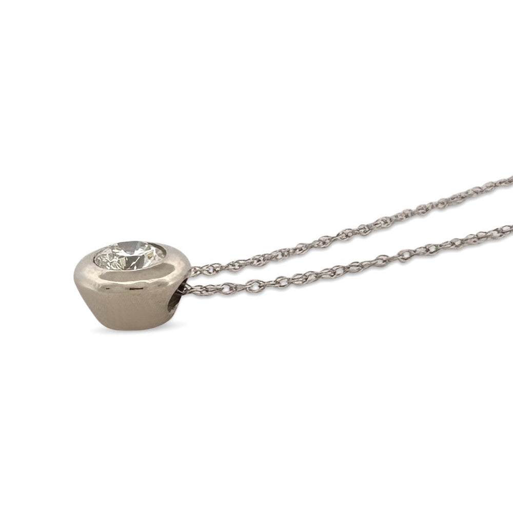 0.75ct Round Brilliant Natural Diamond Solitaire Pendant Necklace in 14k White Gold