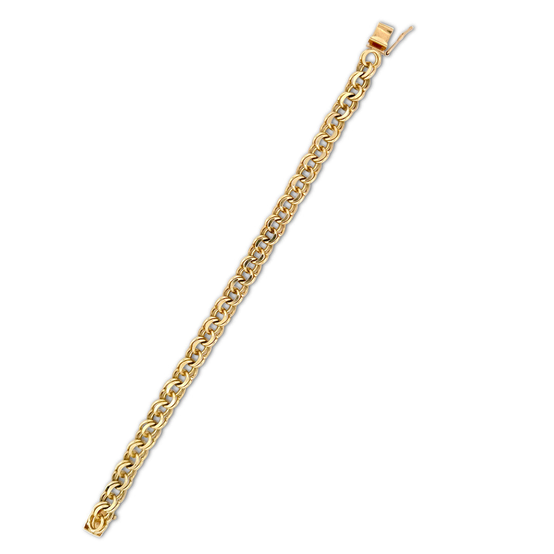 Double Link Charm Bracelet in 14k Yellow Gold