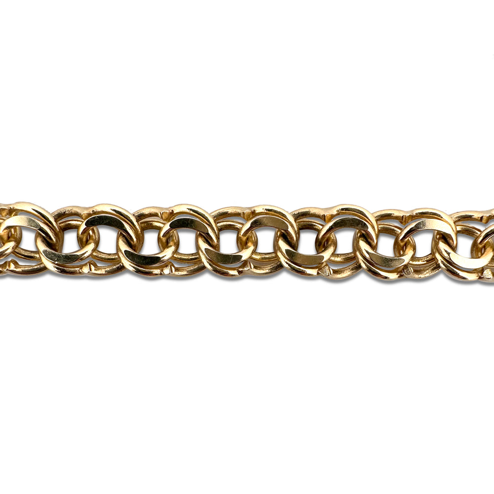 Double Link Charm Bracelet in 14k Yellow Gold
