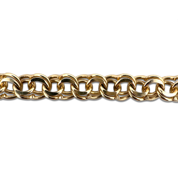 Double Link Charm Bracelet in 14k Yellow Gold