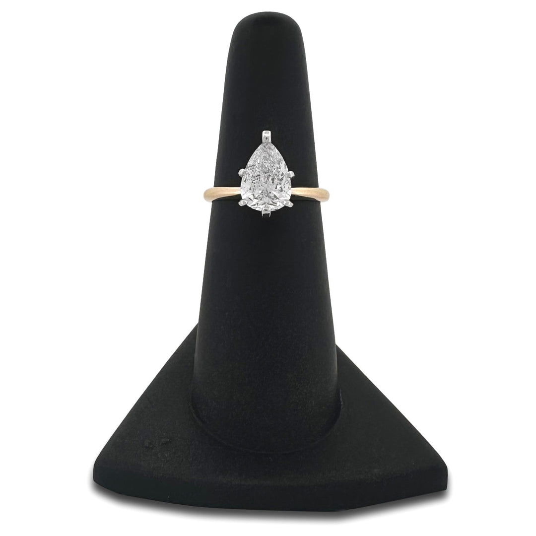 IGI Graded 1.66cts Pear Shaped Natural Diamond Solitaire Engagement Ring in 14k Two-tone Gold