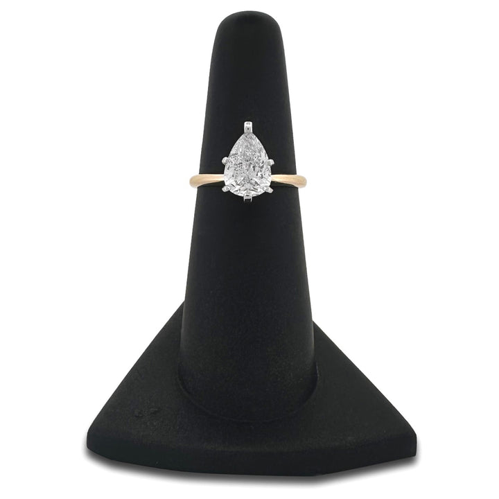 IGI Graded 1.66cts Pear Shaped Natural Diamond Solitaire Engagement Ring in 14k Two-tone Gold