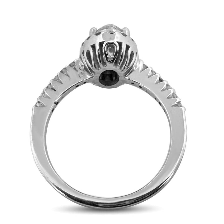 1.47ctw Oval and Round Brilliant Halo Natural Diamond Engagement Ring in 14k White Gold