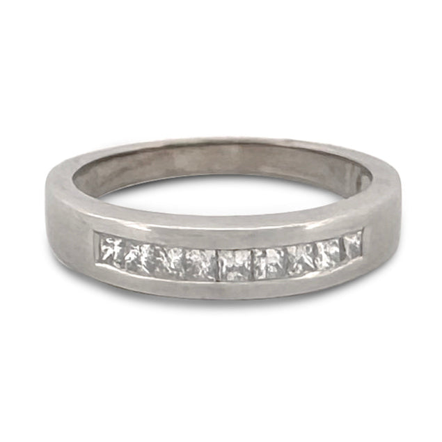 0.63ctw Princess Cut Natural Diamond Men's Ring in 10k White Gold