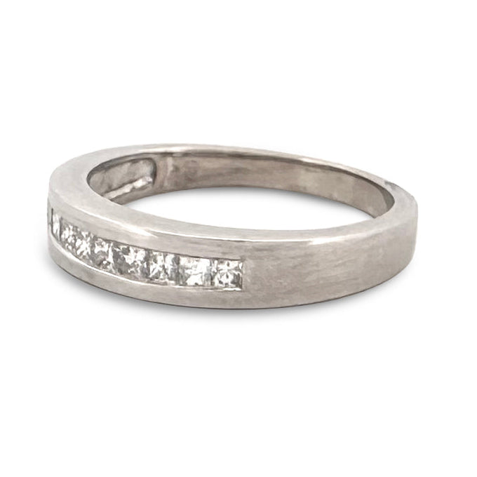0.63ctw Princess Cut Natural Diamond Men's Ring in 10k White Gold