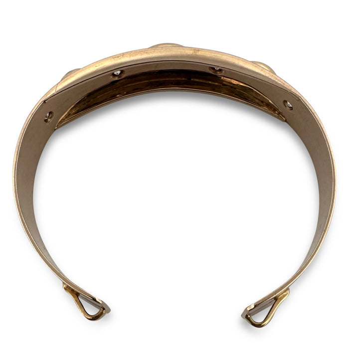 Opal Triplet and 1ctw Round Brilliant Natural Diamond Cuff Bracelet in 18kt Yellow Gold