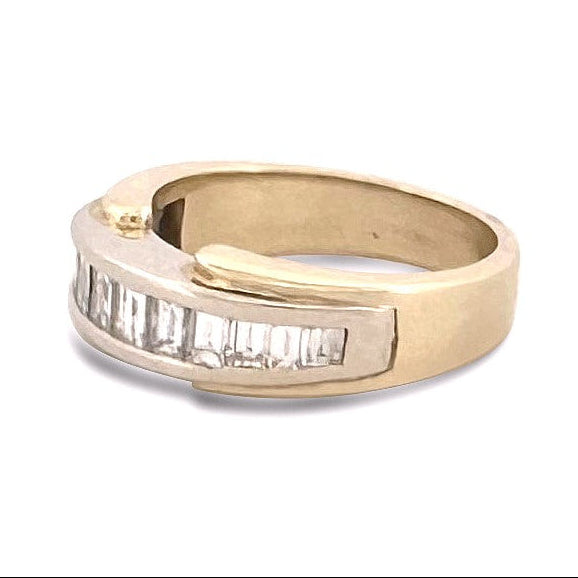 1.20ctw Baguette Cut Natural Diamond Ring in Two-tone 14k Gold