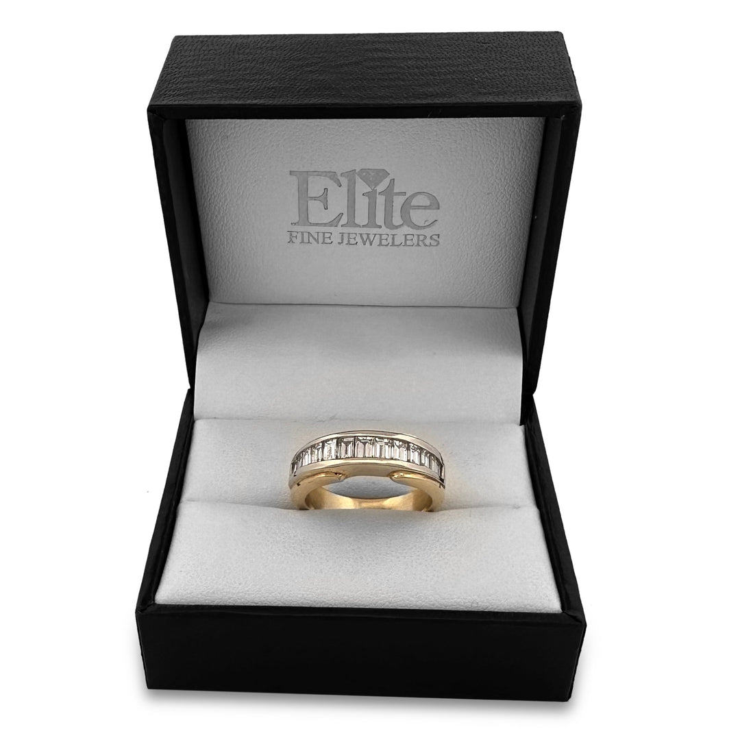 1.20ctw Baguette Cut Natural Diamond Ring Two-tone 14k Gold