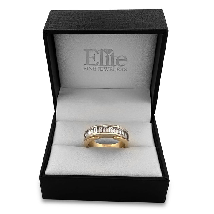 1.20ctw Baguette Cut Natural Diamond Ring Two-tone 14k Gold