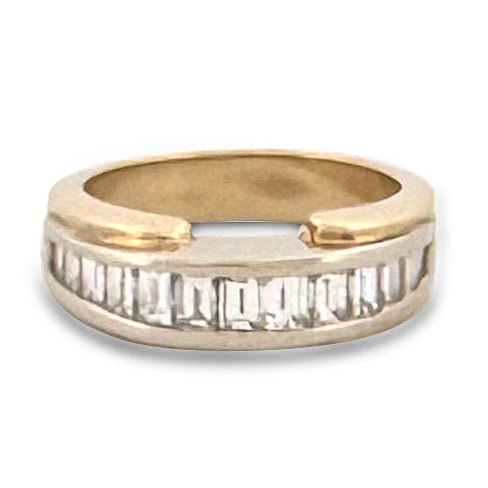 1.20ctw Baguette Cut Natural Diamond Ring Two-tone 14k Gold