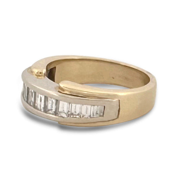 1.20ctw Baguette Cut Natural Diamond Ring Two-tone 14k Gold