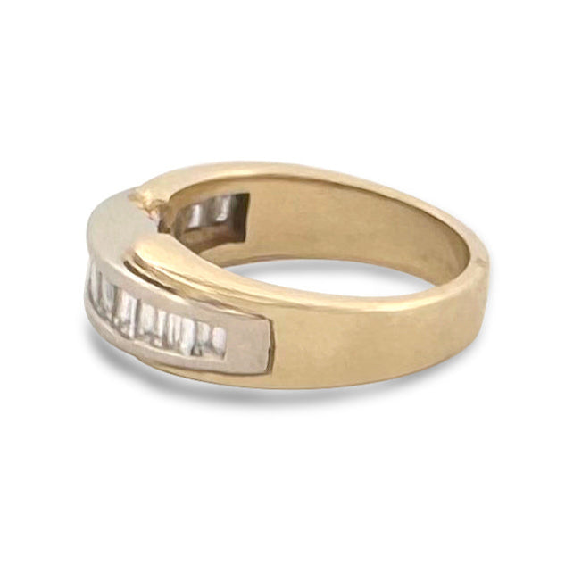 1.20ctw Baguette Cut Natural Diamond Ring Two-tone 14k Gold