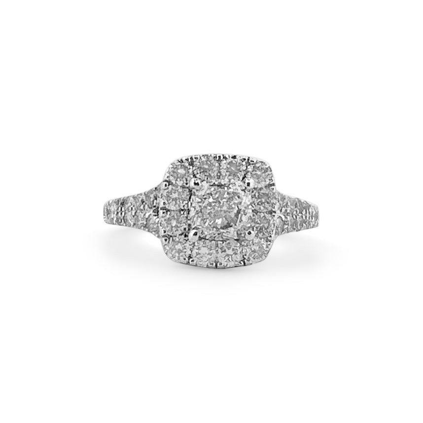 Neil Lane Cushion Cut Diamond Halo Engagement Ring in 14k White Gold