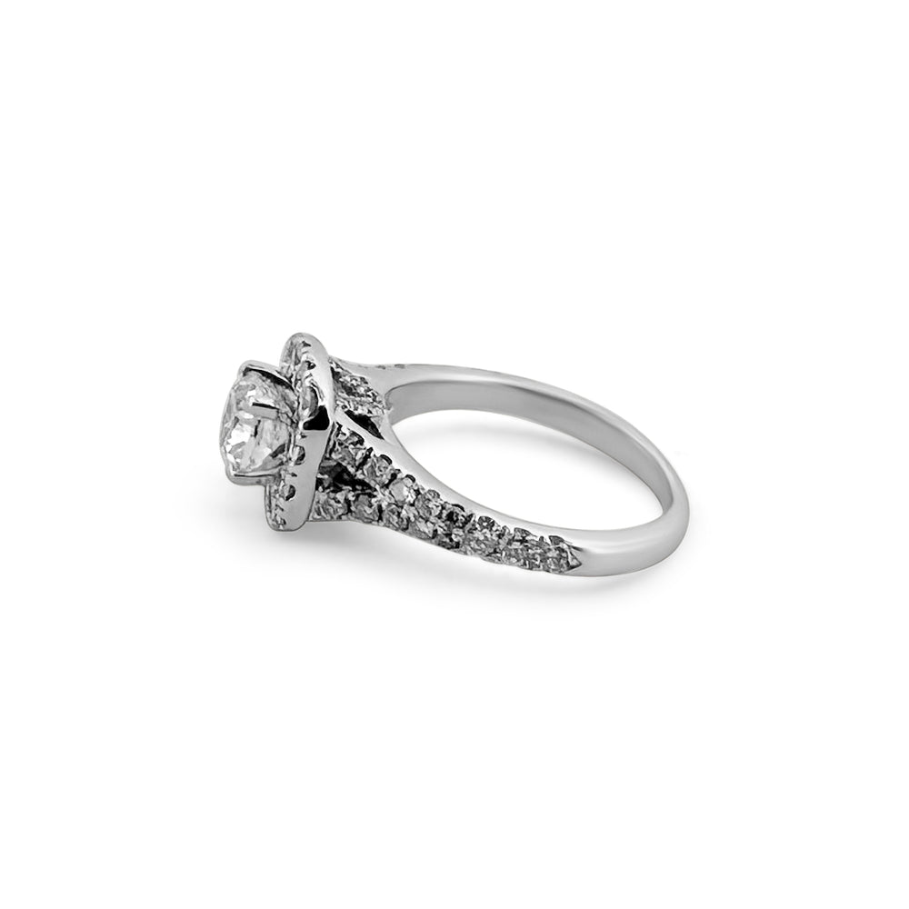 Neil Lane Cushion Cut Diamond Halo Engagement Ring in 14k White Gold - side