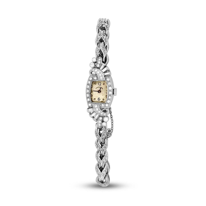 Vintage Hamilton Lady's Diamond Watch in 14k White Gold