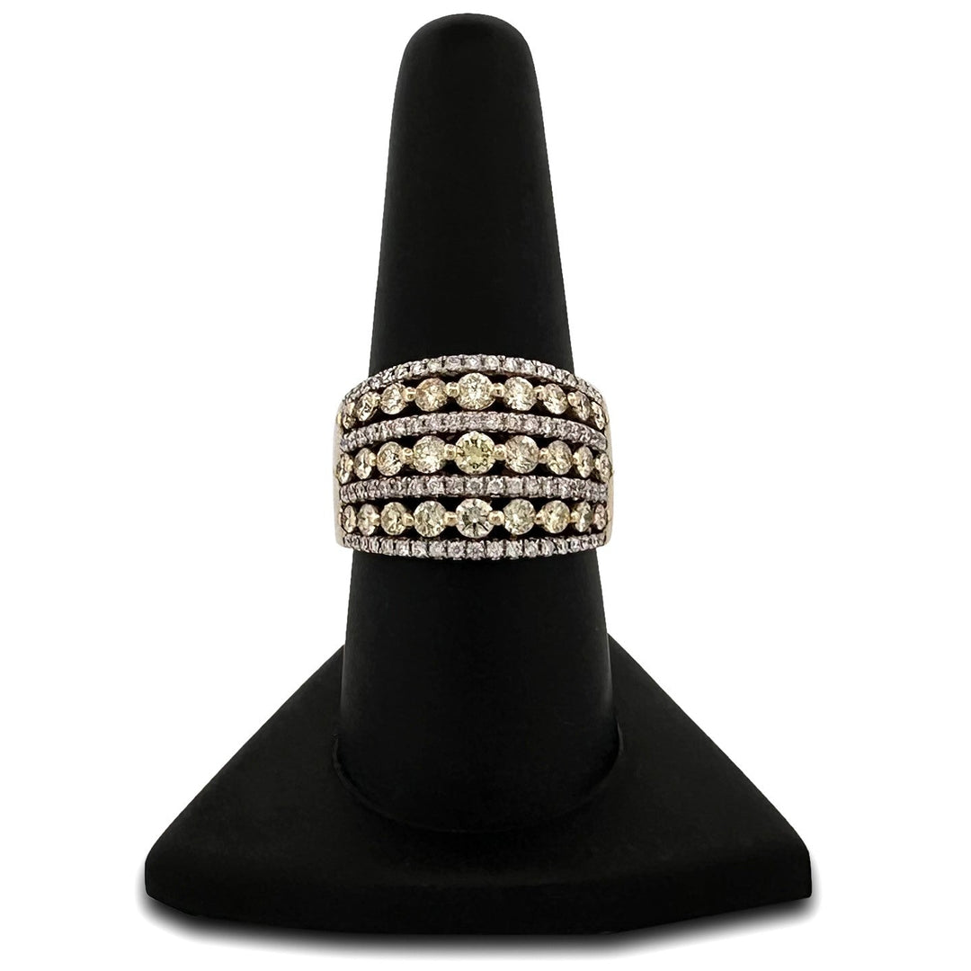 2ctw Yellow and Colorless Round Brilliant Diamond Cocktail Ring in 14k Two-tone Gold