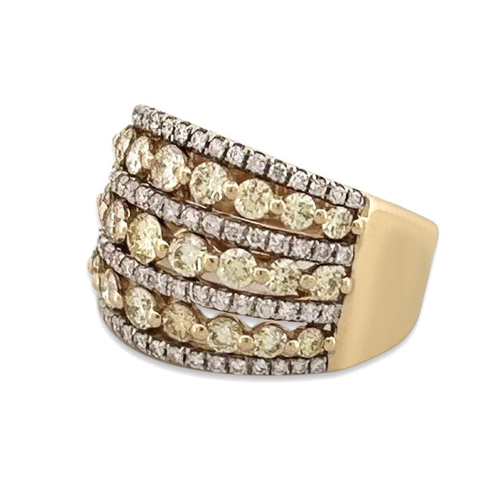 2ctw Yellow and Colorless Round Brilliant Diamond Cocktail Ring in 14k Two-tone Gold