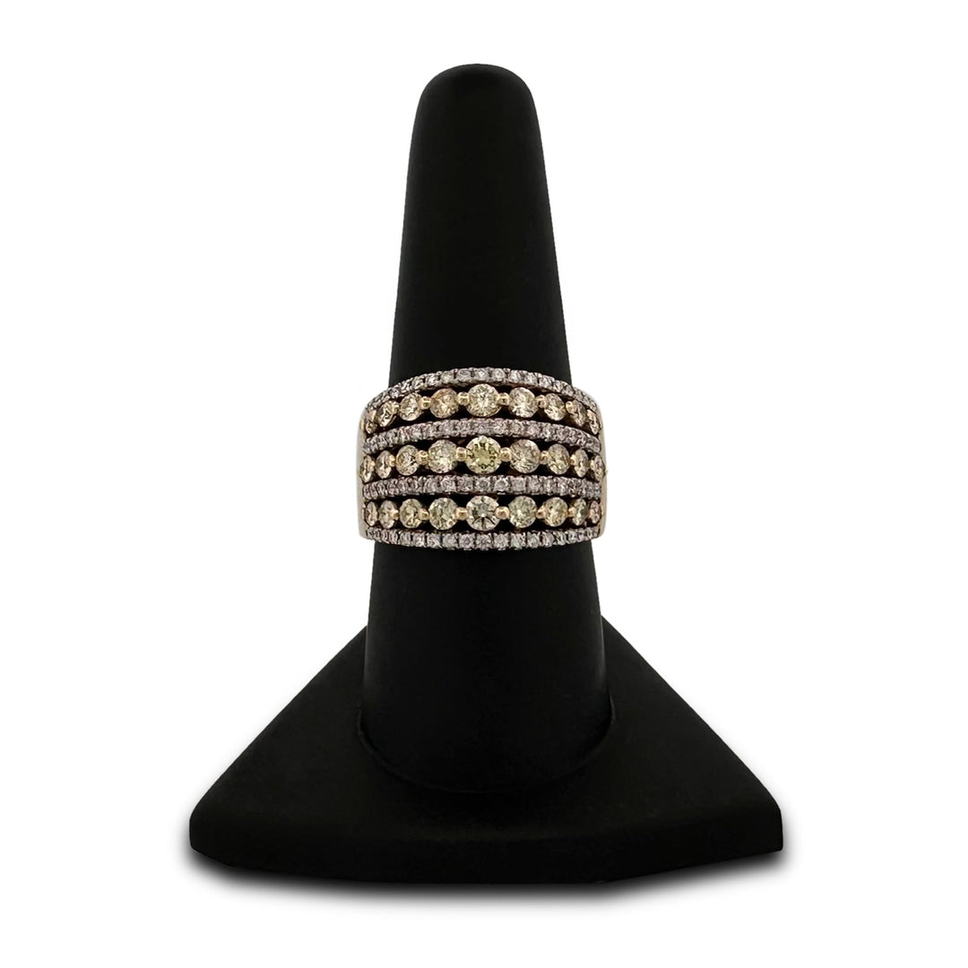 2ctw Yellow and Colorless Round Brilliant Diamond Cocktail Ring in 14k Two-tone Gold