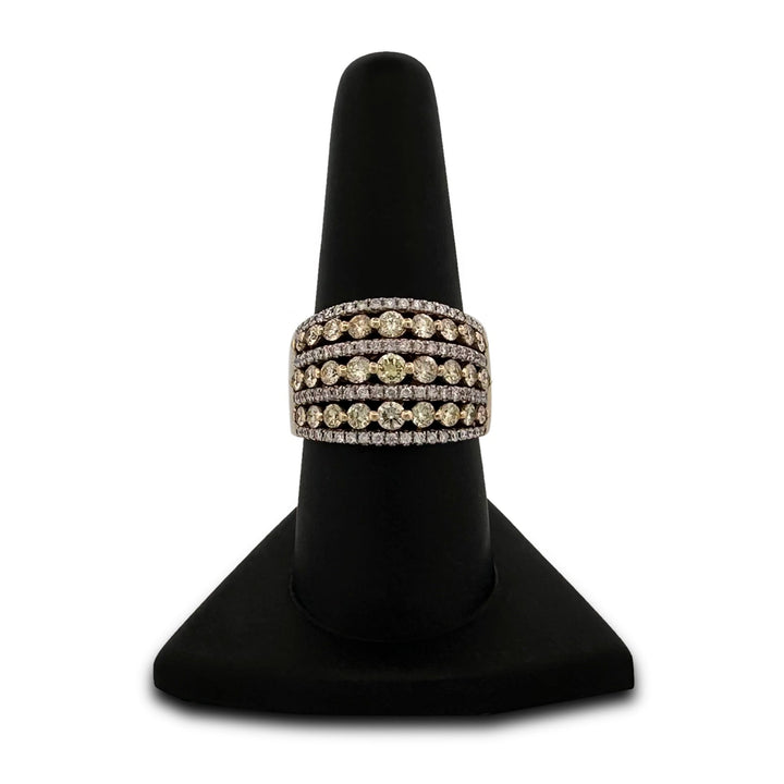 2ctw Yellow and Colorless Round Brilliant Diamond Cocktail Ring in 14k Two-tone Gold