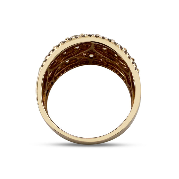 2ctw Yellow and Colorless Round Brilliant Diamond Cocktail Ring in 14k Two-tone Gold