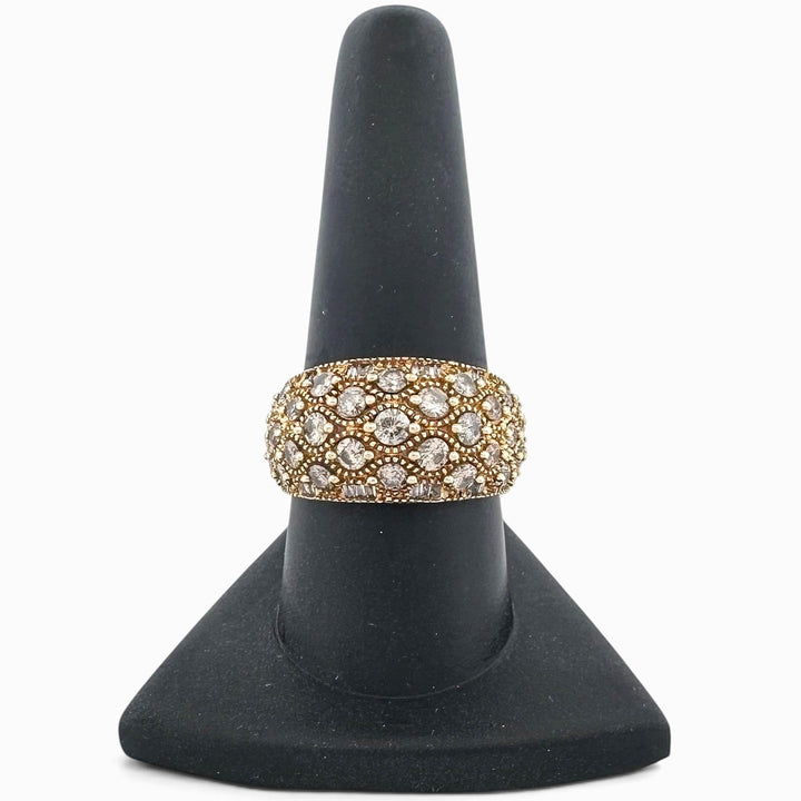 2.16ctw Salt & Pepper Round Brilliant Natural Diamond Bombé Cocktail Ring in 10k Yellow Gold