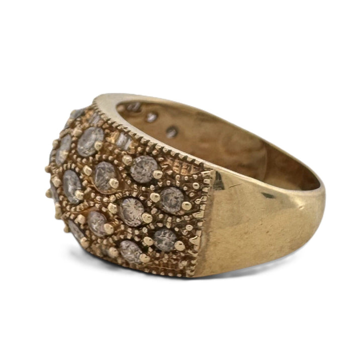 2.16ctw Salt & Pepper Round Brilliant Natural Diamond Bombé Cocktail Ring in 10k Yellow Gold