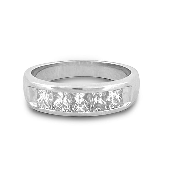 1.25ctw Princess Cut Natural Diamond Band in Platinum