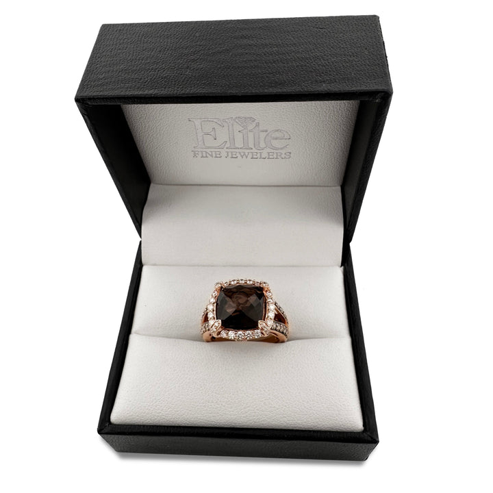 Smoky Quartz with Chocolate & Vanilla Diamond Cocktail Ring in 14k Rose Gold by Le Vian