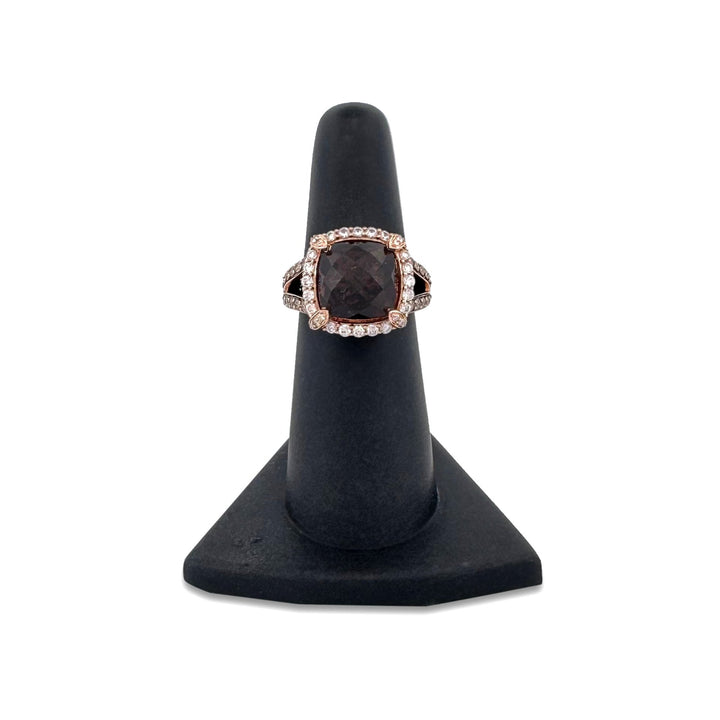 Smoky Quartz with Chocolate & Vanilla Diamond Cocktail Ring in 14k Rose Gold by Le Vian