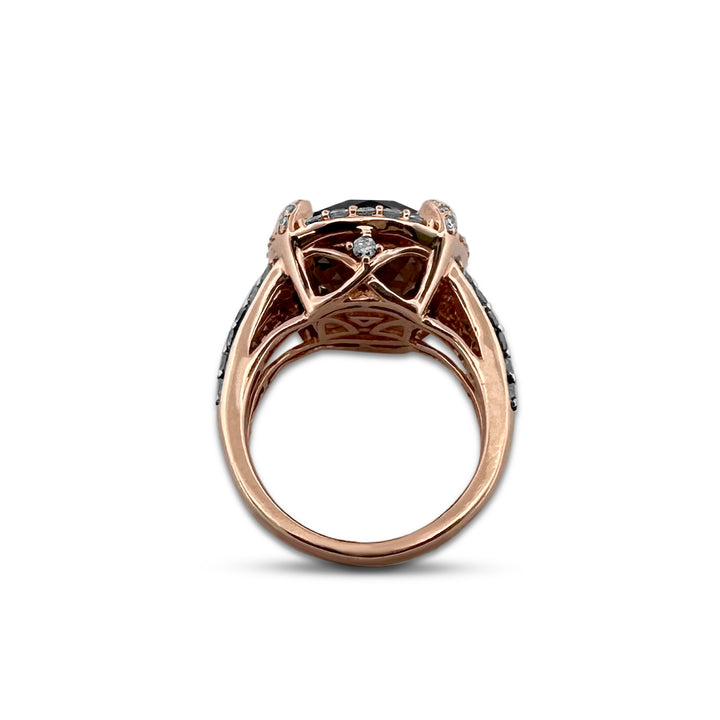 Smoky Quartz with Chocolate & Vanilla Diamond Cocktail Ring in 14k Rose Gold by Le Vian
