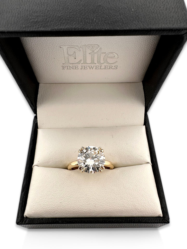 GIA Graded 4.11cts Round Brilliant Diamond Solitaire Engagement Ring in 14k Yellow Gold