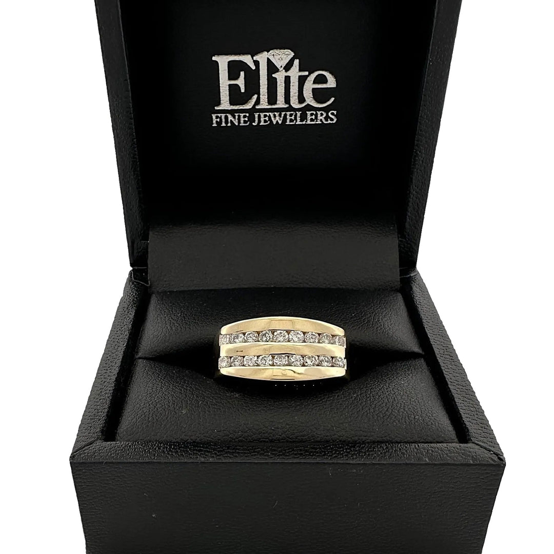 0.54ctw Round Brilliant Natural Diamond Channel-Set Men's Ring 14k Yellow Gold