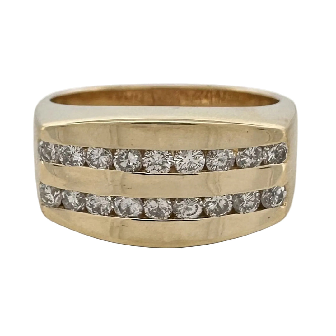 0.54ctw Round Brilliant Natural Diamond Channel-Set Men's Ring 14k Yellow Gold