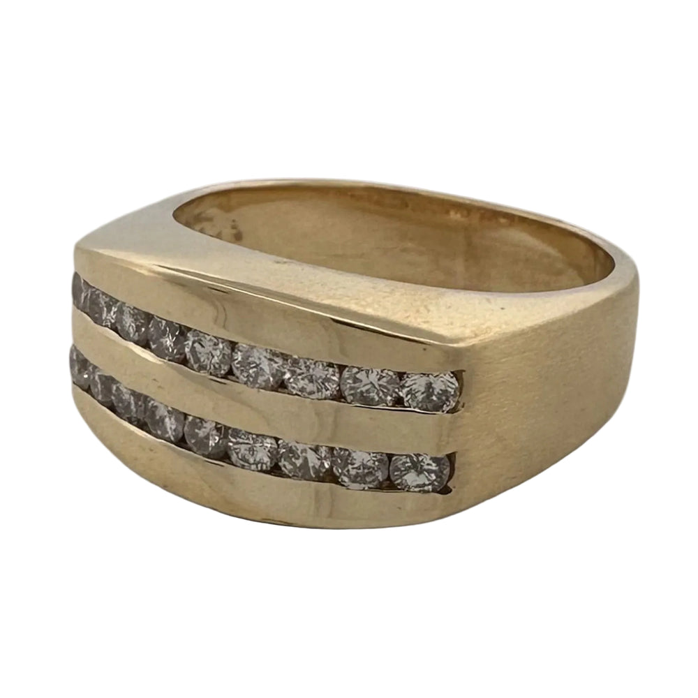 0.54ctw Round Brilliant Natural Diamond Channel-Set Men's Ring 14k Yellow Gold