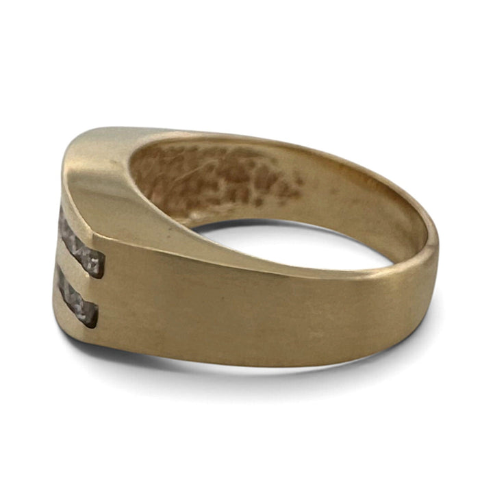 0.54ctw Round Brilliant Natural Diamond Channel-Set Men's Ring 14k Yellow Gold