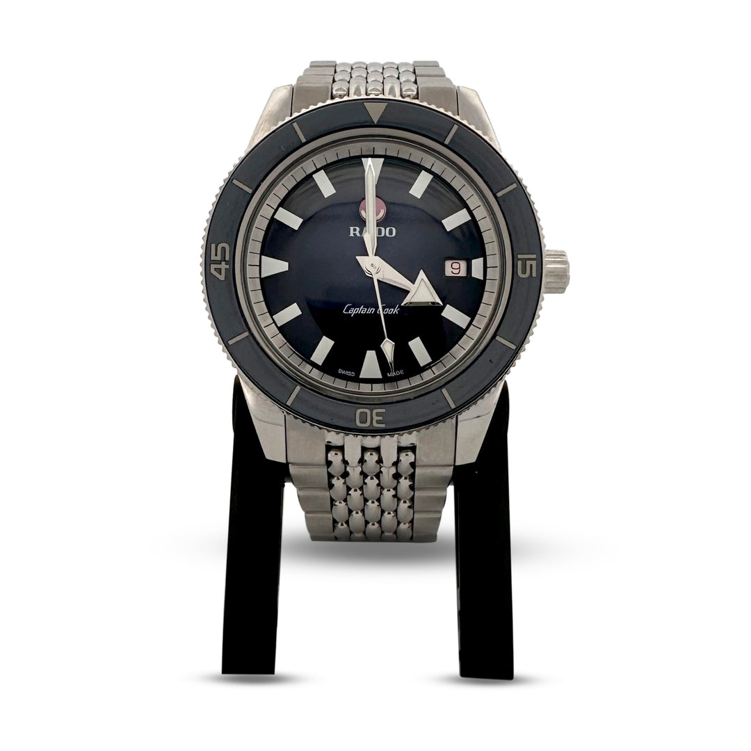 Rado Captain Cook Automatic Blue Dial Stainless Steel Watch with Box & Papers