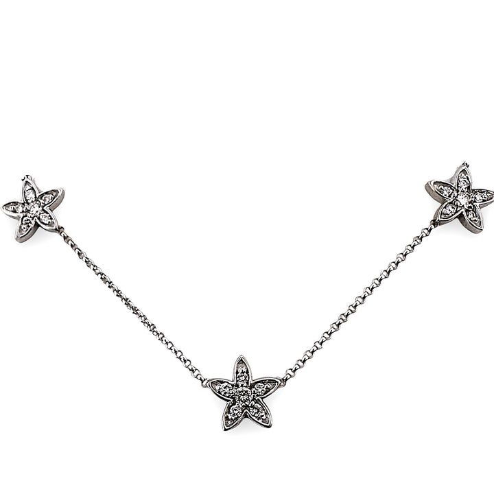 0.40ctw Round Brilliant Natural Diamond Stars Station Necklace in 14k White Gold