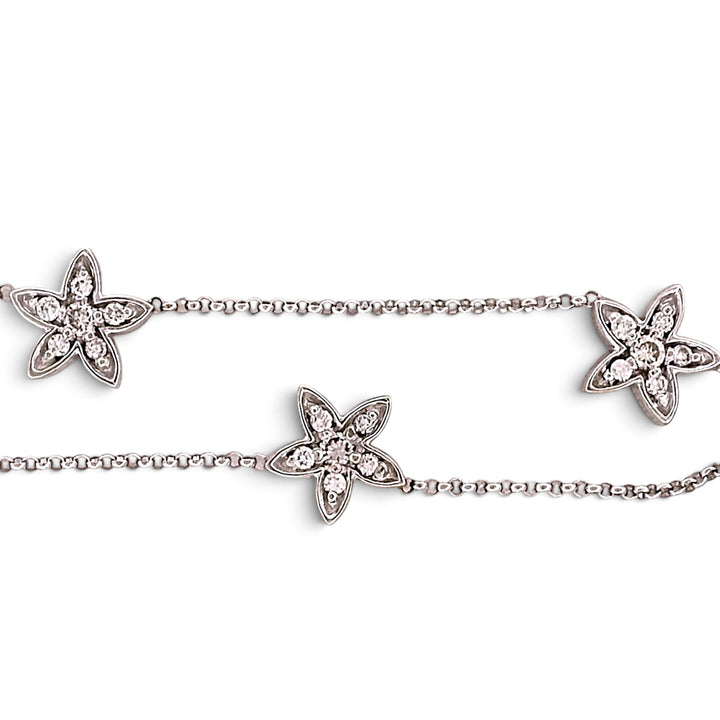 0.40ctw Round Brilliant Natural Diamond Stars Station Necklace in 14k White Gold